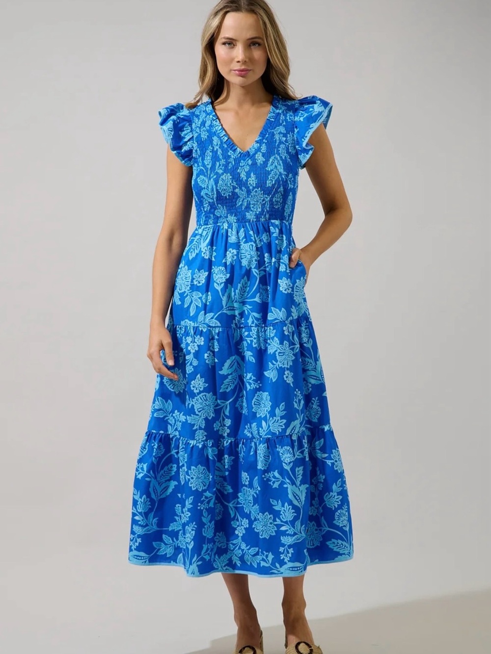 Sugarlips Women’s Sunfire Tiered Midi/Maxi Dress Persa Floral Large